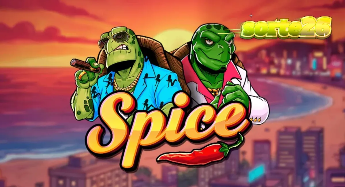 Interface colorida e vibrante do slot Spice com temática de tartarugas e estética neon.
