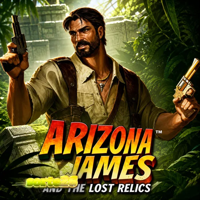 Arizona James and the Lost Relics slot grid com símbolos de aventura